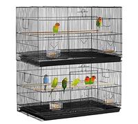 Yaheetech 2pcs Large Wide Bird Cage Flight Cage Extra Space w/Slide-out Tray & Wood Perches for Small birds Parrots Parakeets Conures Birds Black