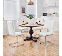 Yaheetech 2Pcs White Faux Leather Dining Chairs With Metal Legs