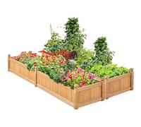 Yaheetech 2Pcs Wooden Raised Garden Bed Rectangular Garden Planter Raised Planter Box for Yard/Greenhouse/Home Vegetable/Flower/Greens Planting, 221 x 51 x 27.5 cm, Light Brown