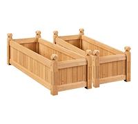Yaheetech 2Pcs Wooden Raised Garden Bed, Wood Rectangular Garden Planter, Raised Planter Box for Yard/Greenhouse/Home Vegetable/Flower/Greens Planting, 110.5 × 40 × 35.5 cm, Light Brown