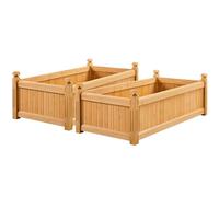 Yaheetech 2Pcs Wooden Raised Garden Bed, Wood Rectangular Garden Planter, Raised Planter Box for Yard/Greenhouse/Home Vegetable/Flower/Greens Planting, 117 × 59 × 40 cm, Light Brown