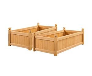 Yaheetech 2Pcs Wooden Raised Garden Bed, Wood Rectangular Garden Planter, Raised Planter Box for Yard/Greenhouse/Home Vegetable/Flower/Greens Planting, 117 × 59 × 40 cm, Light Brown