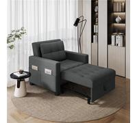 Yaheetech 3-In-1 Convertible Sleeper Sofa Bed Chair Dark Grey