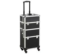 Yaheetech 3-in-1 Rolling Makeup Case with Lockable Sections, Black | 3-in-1 Modular Design, 360° Rolling Wheels, Reinforced Case Body, Large Capacity for Makeup, Hair and Nail Equipment