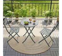 Yaheetech 3-Piece Folding Outdoor Bistro Set, Iron Table And 2 Chairs, Grey