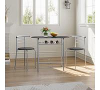 Yaheetech 3 Piece Modern Round Dining Table Set Black (L) 80Cm X (W)53Cm