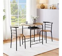 Yaheetech 3 Piece Modern Round Dining Table Set Brown (L) 80Cm X (W)53Cm