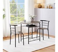 Yaheetech 3 Piece Modern Round Dining Table Set Drift Brown (L) 80Cm X (W)53Cm