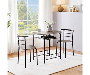 Yaheetech 3 Piece Modern Round Dining Table Set Drift Brown (L) 80Cm X (W)53Cm