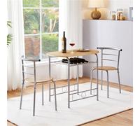 Yaheetech 3 Piece Modern Round Dining Table Set Natural (L) 80Cm X (W)53Cm