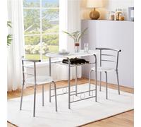 Yaheetech 3 Piece Modern Round Dining Table Set White (L) 80Cm X (W)53Cm