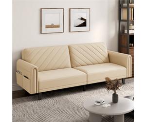 Yaheetech 3 Seater Convertible Sofa Bed For Limited Space- Beige