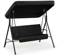 Yaheetech 3 Seater Outdoor Patio Swing Chair, Canopy with Removable Cushion, Convertible Canopy Hanging Swing Glider Lounge Chair, Black