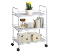 Yaheetech 3-Shelf Rolling Storage Trolley Cart White