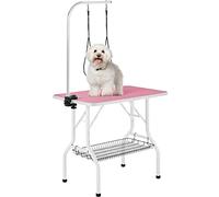 Yaheetech 36'' Adjustable Dog Grooming Table For Dogs/Cats w/Basket/Noose Tools Storage Rack Stainless Steel Arm Frame, Pink