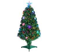 Yaheetech 3ft/90cm Fibre Optic Tabletop Christmas Tree with Multicolor Snow Flake Lights Prelit Artificial Xmas Tree Holiday Decoration for Home/Office 1Pack