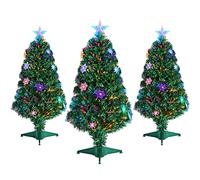 Yaheetech 3ft Fibre Optic Tabletop Christmas Tree with Multicolor Snow Flake Lights Prelit Artificial Xmas Tree Holiday Decoration for Home/Office 3Pack