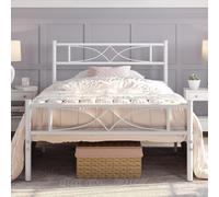 Yaheetech 3ft Single Bed Frames Metal Slatted Bed Platform with Curved Design Headboard and Footboard, Under-bed Storage