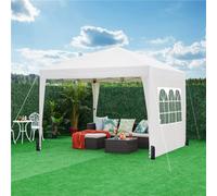 Yaheetech 3Mx3M White Fabric Pop Up Canopy Tent W/ Sidewalls