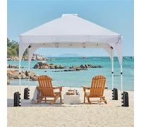 Yaheetech 3Mx3M White Portable Fabric Pop Up Canopy Tent