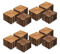 Yaheetech 4 Pack Acacia Wood Interlocking Patio Deck Tiles, Waterproof Solid Flooring Tiles for Indoor Outdoor, 31 cm W × 31 cm L Garden Deck for Patio Garden Poolside All Weather Use, Total 108pcs