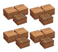 Yaheetech 4 Pack Waterproof Acacia Wood Interlocking Decking Tiles Flooring Tiles 31×31cm for Outdoor & Indoor, Patio, Balcony, Garden, Total 108pcs