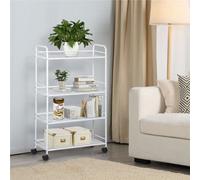 Yaheetech 4-Shelf Rolling Storage Trolley Cart White