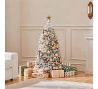 Yaheetech 4Ft/1.2M Pre-Lit Flocked Christmas Tree 150 Warm White Led Lights
