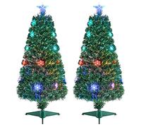 Yaheetech 4ft Fibre Optic Christmas Tree with Multicolor Snow Flake Lights Prelit Artificial Xmas Tree Holiday Decoration for Home/Office 2Pack