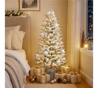 Yaheetech 4Ft Pre-Lit Mini Christmas Tree, Frosted Spruce, Warm White Leds