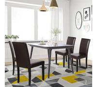 Yaheetech 4Pcs Dark Brown Dining Chair High Back Padded With Rubber Wood Legs