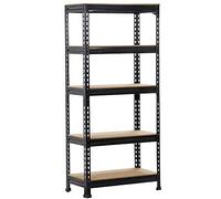Yaheetech 5 Tier Garage Shelving Units Adjustable Metal Shed Storage Shelves for Shed/Workshop/Office, 150x70x30cm, Black