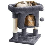 Yaheetech 59 cm Cat Tree for Indoor Cats with Scratching Posts, Dark Grey | Cat Tower, Cosy Condo, Oversized Top Perch, Dangling Ball, 40.5 x 40.5cm Base, FSC-certified Wood, 2-Level