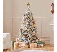 Yaheetech 5Ft/1.5M Pre-Lit Flocked Christmas Tree 200 Warm White Led Lights