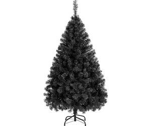 Yaheetech 5ft/154cm Artificial Christmas Tree Bushy, Spruce PVC Xmas Tree with 398 Tips and Foldable Metal Stand for Home/Office Holiday Decoration Indoor & Outdoor, Black