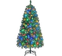 Yaheetech 5ft Pre-lit Spruce Artificial Christmas Tree with 396 Tips, 200 Multicolour LED Lights & Foldable Metal Stand for Home Office Holiday Decorative, 152.5cm