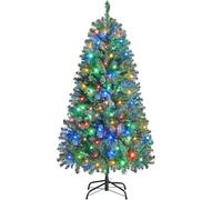 Yaheetech 5ft Pre-Lit Spruce Christmas Tree, 200 Multicolour LED Lights