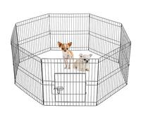 Yaheetech 61cm Metal Pet Playpen 8 Panel Foldable Playpen For Puppy Indoor/Outdoor Black