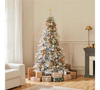 Yaheetech 6Ft/1.8M Pre-Lit Flocked Christmas Tree 300 Warm White Led Lights