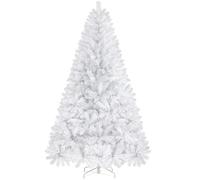 Yaheetech 6ft Hinged Spruce Christmas Tree Holiday Decoration Artificial Unlit Xmas Tree with 1000 PVC Flexible Tips, White