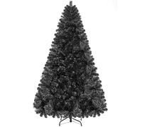 Yaheetech 6ft Hinged Spruce Christmas Tree Holiday Decoration Artificial Unlit Xmas Tree with 1000 PVC Flexible Tips, Black