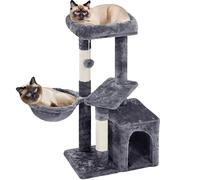 Yaheetech 87 cm Cat Tree for Indoor Cats with Scratching Posts, Dark Grey | Multi-Level Cat Tower, Condo, Basket, Large Top Perch, Cat Furniture, 49.5 x 34.5cm Base, FSC-certified