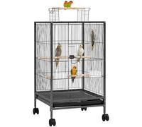 Yaheetech 89.5cm Iron Open-Top Bird Cage Parrot Cage with Rolling Stand for Parakeets Budgies Lovebirds Small-Sized Birds