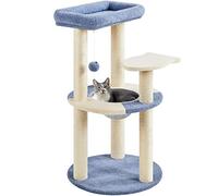 Yaheetech 90cm Cat Tree Tower with 2 Perches & 2 Scratching Posts & Rremovable Capsule Nest for Indoor Cats, Indoor Pet Climbing Tree Activity Centre, Blue/Beige