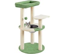 Yaheetech 90cm Cat Tree Tower with 2 Perches & 2 Scratching Posts & Rremovable Capsule Nest for Indoor Cats, Indoor Cat House, Cat Climbing Tree Activity Centre, Army Green/Beige