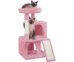 Yaheetech 91cm Cat Tree Cat Tower with Double Condo Cat Scratching Post Dangling Ball for Kittens Cats, Pink