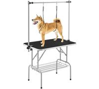 Yaheetech 91cm Pet Dog Grooming Table Height Adjustable Dog Beauty Table for Large Small Dogs w/Storage Basket/Noose Tools 164cm High Black