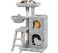 Yaheetech 94 cm Cat Tree with 2 Condos & Scratching Posts, Light Grey | Cat Tower for Indoor Cats, Cat Condo Activity Centre, Oversized Perch & Hammock & Ladder