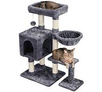 Yaheetech 96cm Cat Tree Tower with Large Perch, 6 Scratching Posts and Cozy Condo for Indoor Cats, Activity Centre Cat House for Large Kittens, Dark Grey