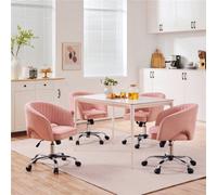 Yaheetech Accent Armchair With Tufted Barrel - Pink / Velvet